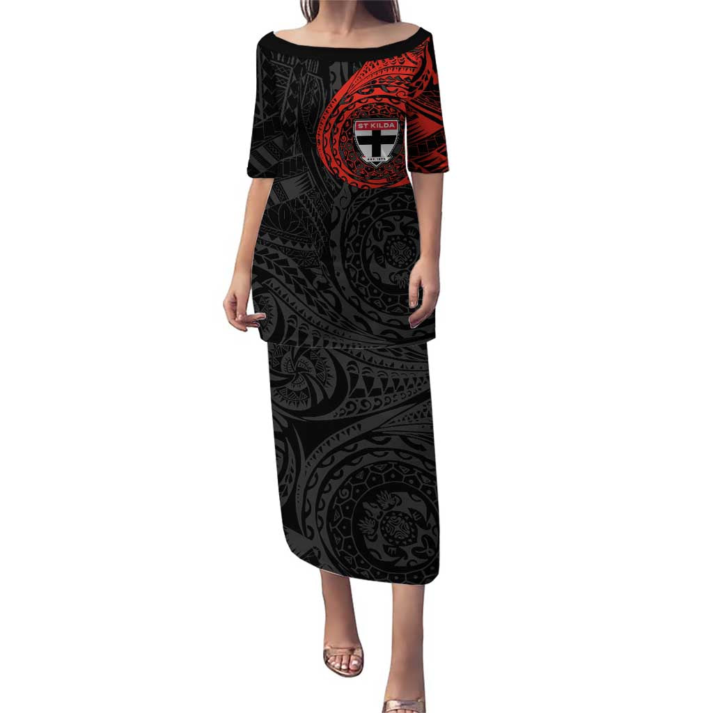 Personalized St Kilda Saints Polynesian Puletasi Tribal Chest and Sleeve Tattoo Heritage Warrior