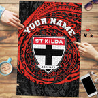 Personalized St Kilda Saints Polynesian Puzzle Tribal Chest and Sleeve Tattoo Heritage Warrior