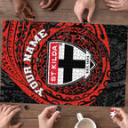 Personalized St Kilda Saints Polynesian Puzzle Tribal Chest and Sleeve Tattoo Heritage Warrior