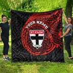 Personalized St Kilda Saints Polynesian Quilt Tribal Chest and Sleeve Tattoo Heritage Warrior