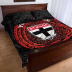 Personalized St Kilda Saints Polynesian Quilt Bed Set Tribal Chest and Sleeve Tattoo Heritage Warrior