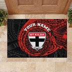 Personalized St Kilda Saints Polynesian Rubber Doormat Tribal Chest and Sleeve Tattoo Heritage Warrior