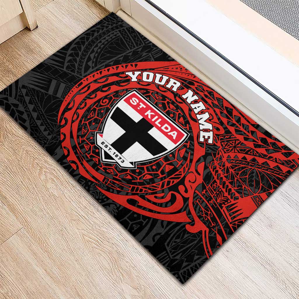 Personalized St Kilda Saints Polynesian Rubber Doormat Tribal Chest and Sleeve Tattoo Heritage Warrior
