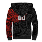 Personalized St Kilda Saints Polynesian Sherpa Hoodie Tribal Chest and Sleeve Tattoo Heritage Warrior
