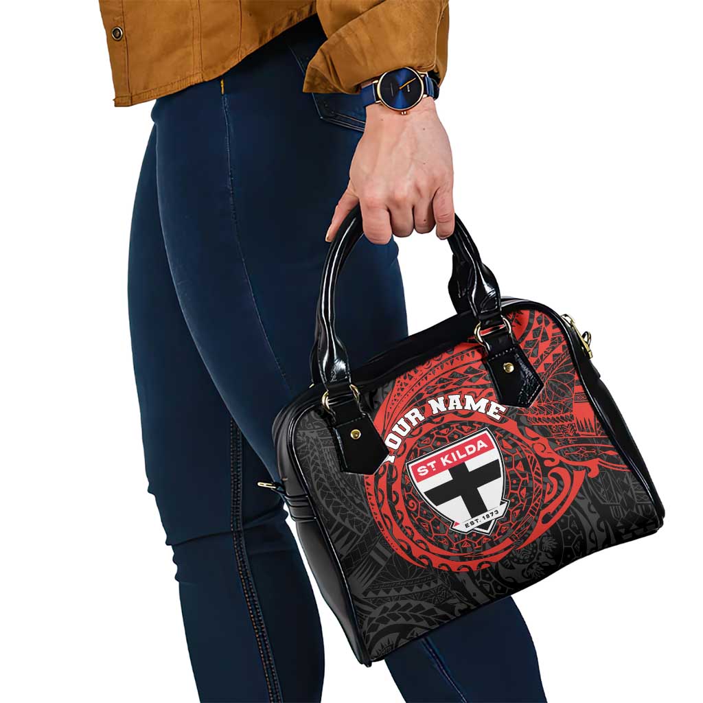 Personalized St Kilda Saints Polynesian Shoulder Handbag Tribal Chest and Sleeve Tattoo Heritage Warrior