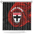 Personalized St Kilda Saints Polynesian Shower Curtain Tribal Chest and Sleeve Tattoo Heritage Warrior