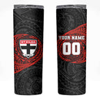 Personalized St Kilda Saints Polynesian Skinny Tumbler Tribal Chest and Sleeve Tattoo Heritage Warrior