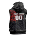 Personalized St Kilda Saints Polynesian Sleeveless Zip Hoodie Tribal Chest and Sleeve Tattoo Heritage Warrior