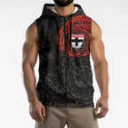 Personalized St Kilda Saints Polynesian Sleeveless Zip Hoodie Tribal Chest and Sleeve Tattoo Heritage Warrior