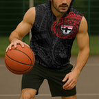 Personalized St Kilda Saints Polynesian Sleeveless Zip Hoodie Tribal Chest and Sleeve Tattoo Heritage Warrior