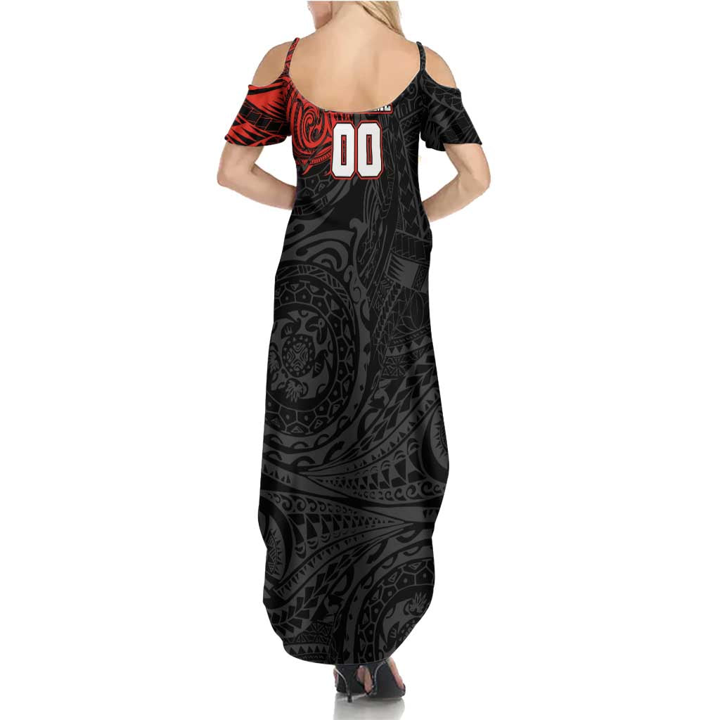 Personalized St Kilda Saints Polynesian Summer Maxi Dress Tribal Chest and Sleeve Tattoo Heritage Warrior