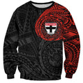 Personalized St Kilda Saints Polynesian Sweatshirt Tribal Chest and Sleeve Tattoo Heritage Warrior