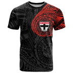 Personalized St Kilda Saints Polynesian T Shirt Tribal Chest and Sleeve Tattoo Heritage Warrior