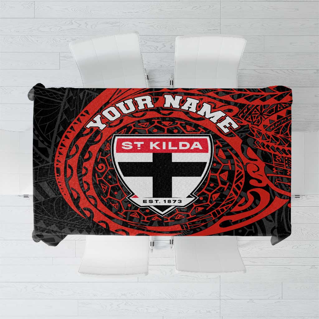 Personalized St Kilda Saints Polynesian Tablecloth Tribal Chest and Sleeve Tattoo Heritage Warrior
