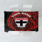 Personalized St Kilda Saints Polynesian Tablecloth Tribal Chest and Sleeve Tattoo Heritage Warrior
