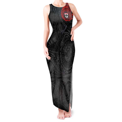 Personalized St Kilda Saints Polynesian Tank Maxi Dress Tribal Chest and Sleeve Tattoo Heritage Warrior