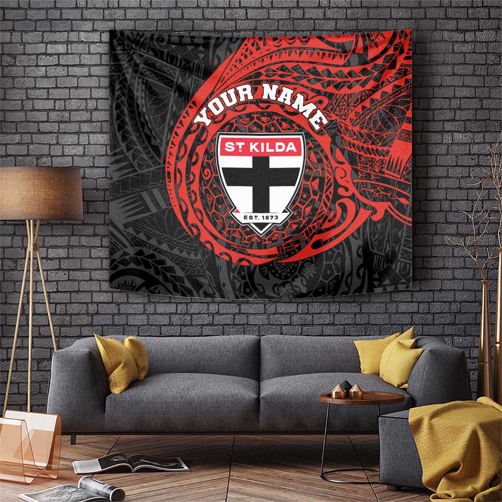 Personalized St Kilda Saints Polynesian Tapestry Tribal Chest and Sleeve Tattoo Heritage Warrior