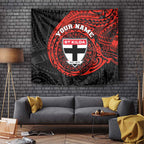 Personalized St Kilda Saints Polynesian Tapestry Tribal Chest and Sleeve Tattoo Heritage Warrior
