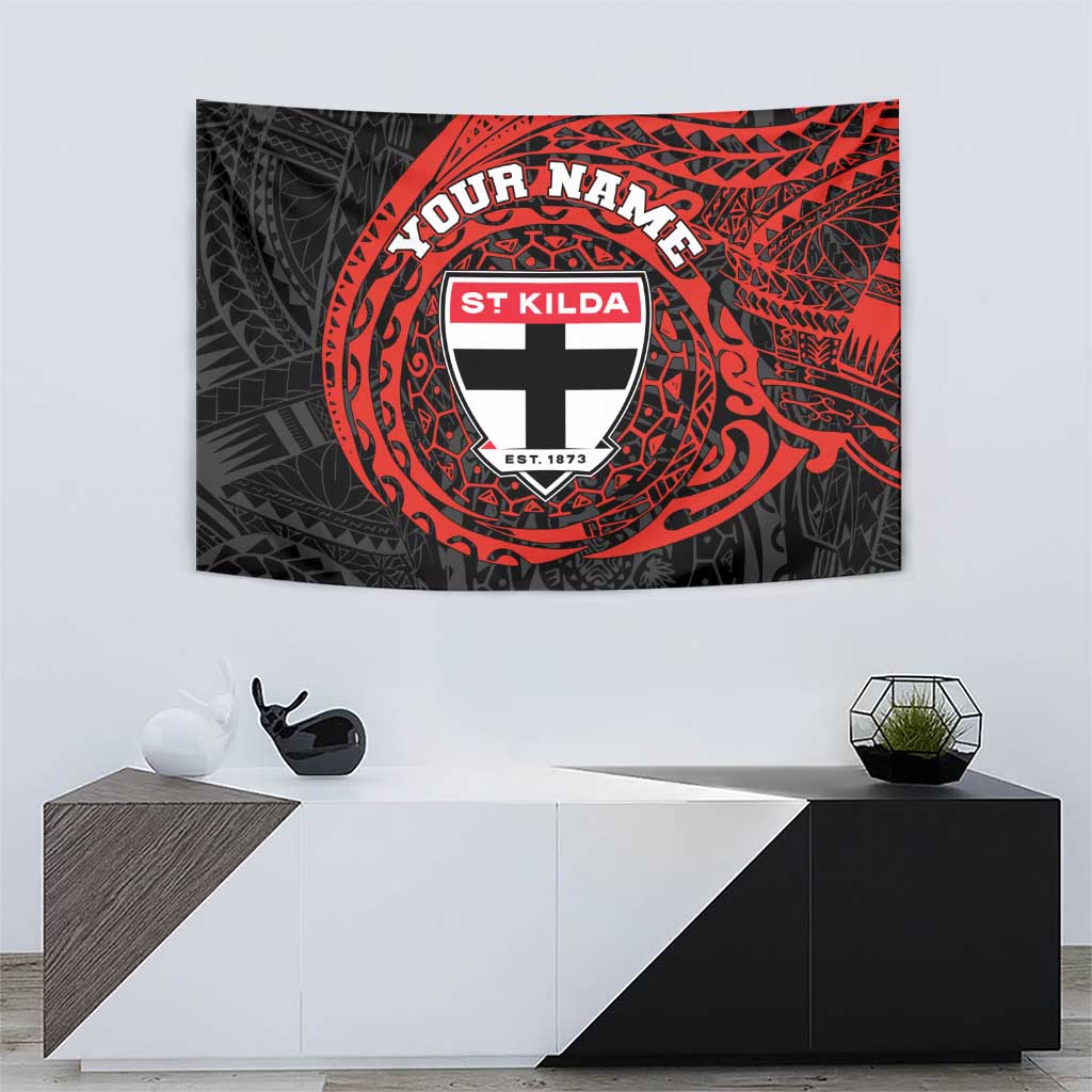 Personalized St Kilda Saints Polynesian Tapestry Tribal Chest and Sleeve Tattoo Heritage Warrior