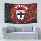 Personalized St Kilda Saints Polynesian Tapestry Tribal Chest and Sleeve Tattoo Heritage Warrior