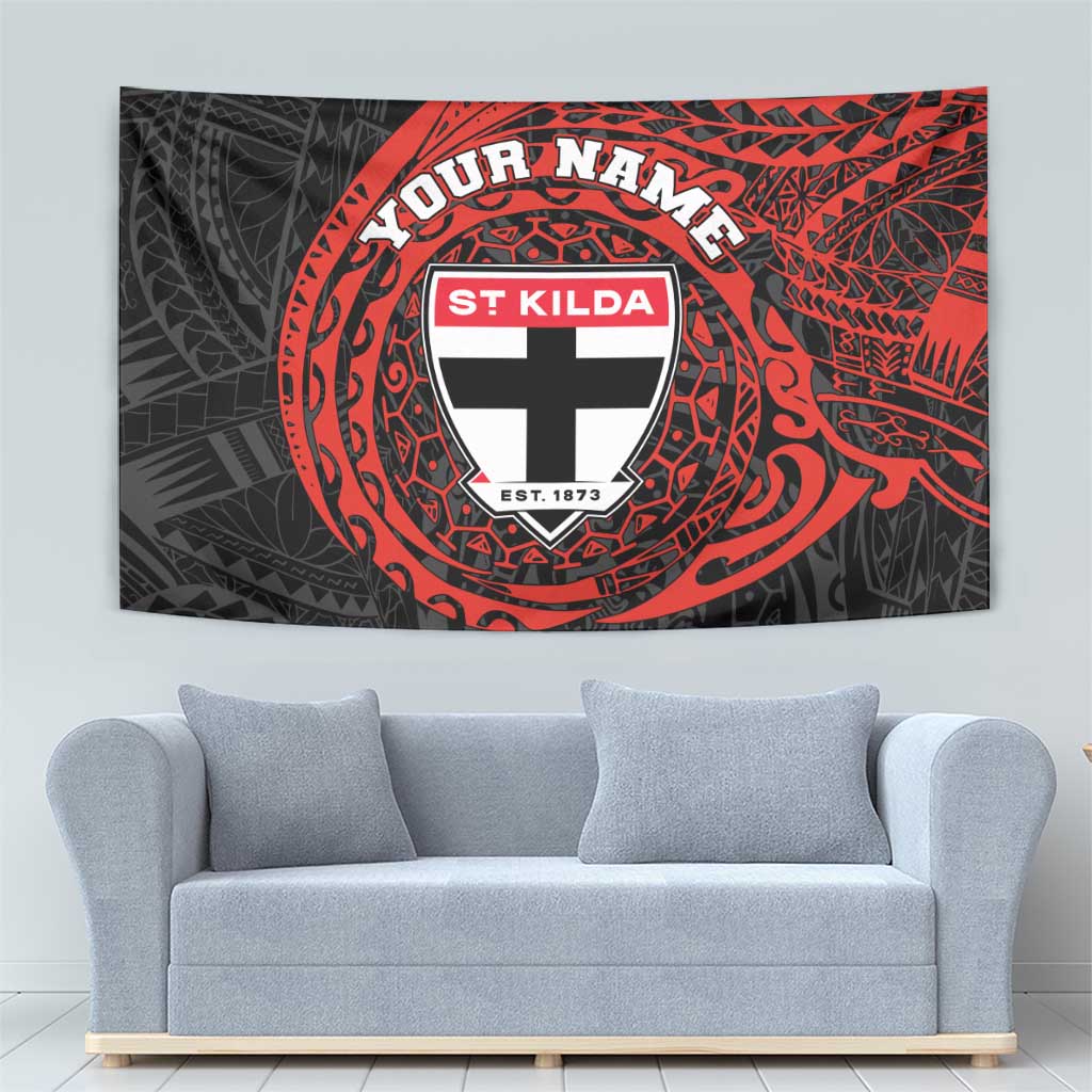 Personalized St Kilda Saints Polynesian Tapestry Tribal Chest and Sleeve Tattoo Heritage Warrior
