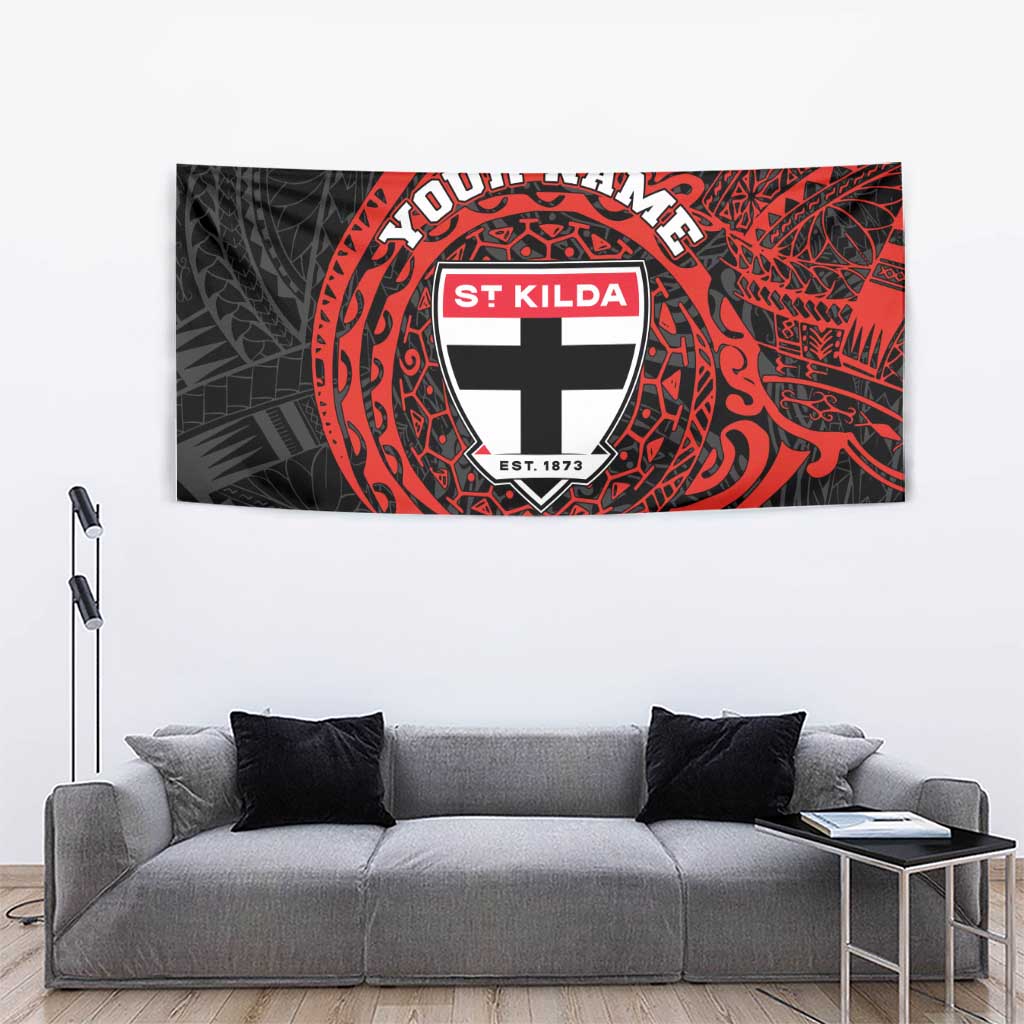 Personalized St Kilda Saints Polynesian Tapestry Tribal Chest and Sleeve Tattoo Heritage Warrior