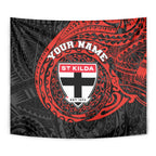 Personalized St Kilda Saints Polynesian Tapestry Tribal Chest and Sleeve Tattoo Heritage Warrior