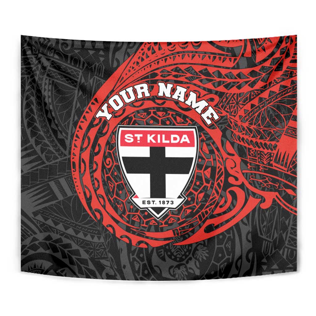 Personalized St Kilda Saints Polynesian Tapestry Tribal Chest and Sleeve Tattoo Heritage Warrior