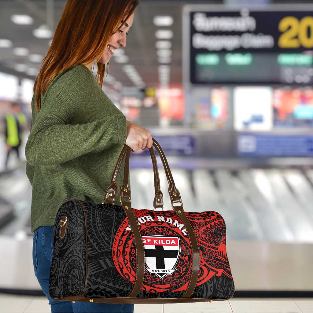 Personalized St Kilda Saints Polynesian Travel Bag Tribal Chest and Sleeve Tattoo Heritage Warrior