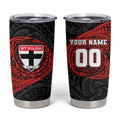 Personalized St Kilda Saints Polynesian Tumbler Cup Tribal Chest and Sleeve Tattoo Heritage Warrior