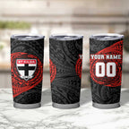 Personalized St Kilda Saints Polynesian Tumbler Cup Tribal Chest and Sleeve Tattoo Heritage Warrior