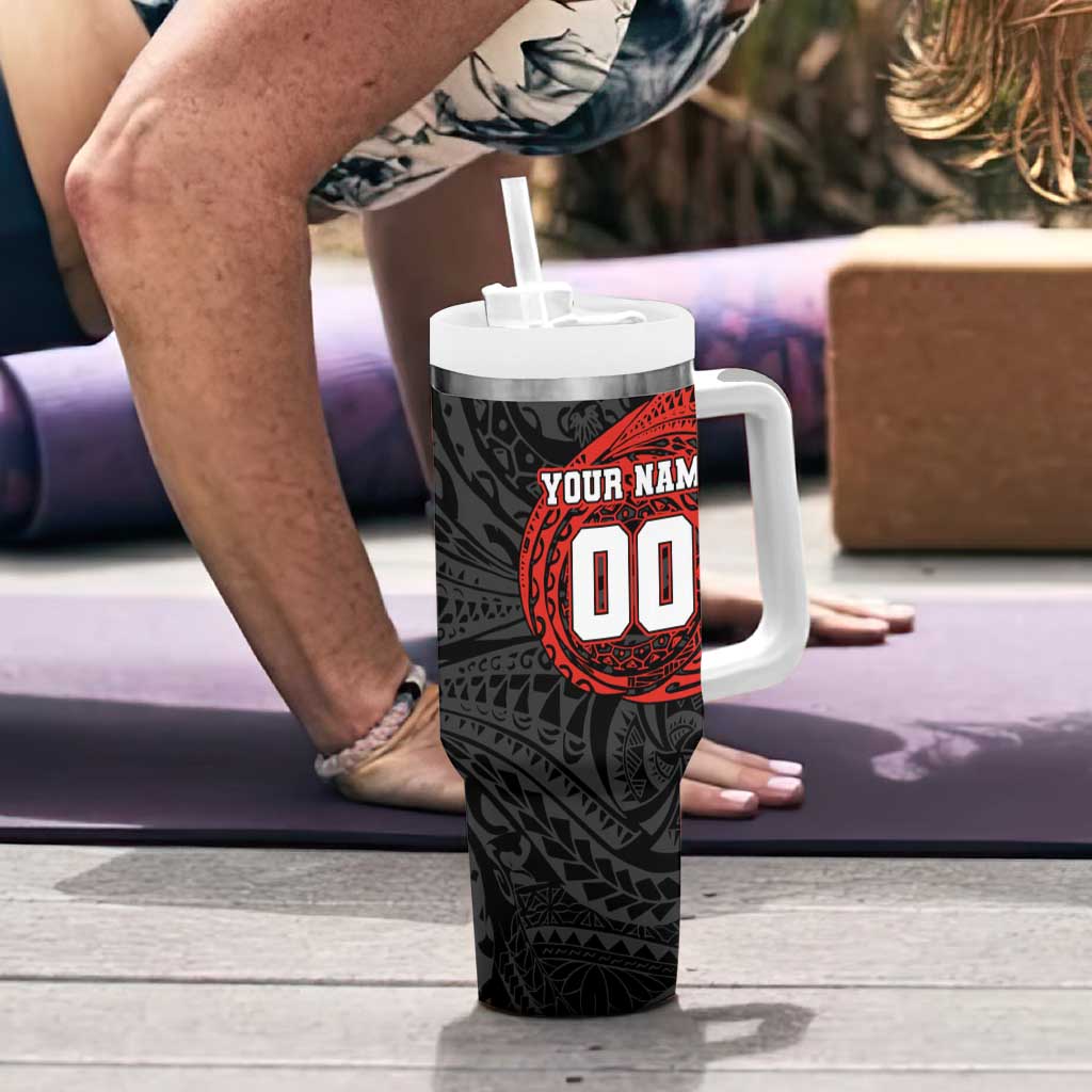 Personalized St Kilda Saints Polynesian Tumbler With Handle Tribal Chest and Sleeve Tattoo Heritage Warrior
