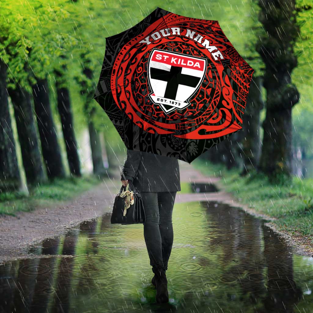 Personalized St Kilda Saints Polynesian Umbrella Tribal Chest and Sleeve Tattoo Heritage Warrior