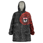 Personalized St Kilda Saints Polynesian Wearable Blanket Hoodie Tribal Chest and Sleeve Tattoo Heritage Warrior