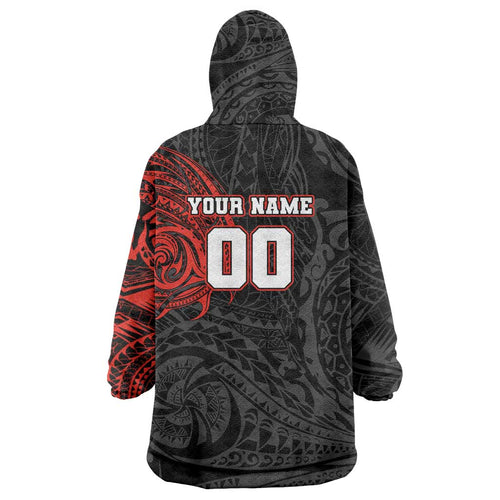 Personalized St Kilda Saints Polynesian Wearable Blanket Hoodie Tribal Chest and Sleeve Tattoo Heritage Warrior
