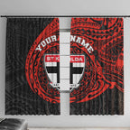 Personalized St Kilda Saints Polynesian Window Curtain Tribal Chest and Sleeve Tattoo Heritage Warrior