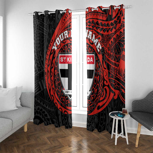 Personalized St Kilda Saints Polynesian Window Curtain Tribal Chest and Sleeve Tattoo Heritage Warrior