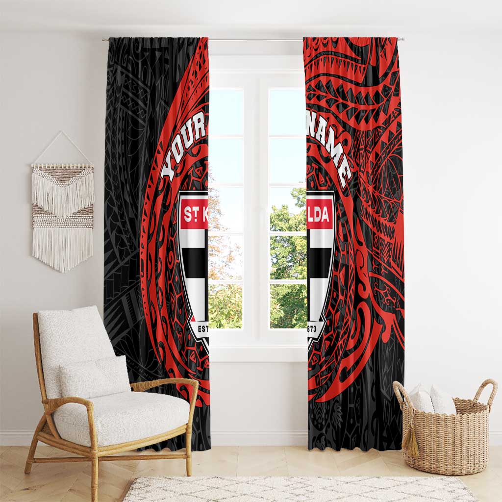 Personalized St Kilda Saints Polynesian Window Curtain Tribal Chest and Sleeve Tattoo Heritage Warrior