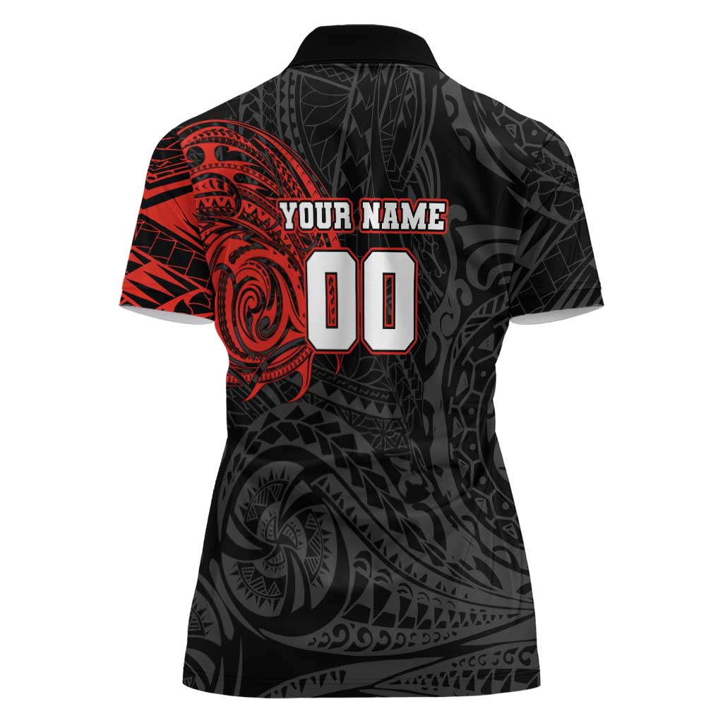 Personalized St Kilda Saints Polynesian Women Polo Shirt Tribal Chest and Sleeve Tattoo Heritage Warrior