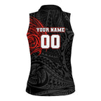 Personalized St Kilda Saints Polynesian Women Sleeveless Polo Shirt Tribal Chest and Sleeve Tattoo Heritage Warrior