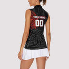 Personalized St Kilda Saints Polynesian Women Sleeveless Polo Shirt Tribal Chest and Sleeve Tattoo Heritage Warrior