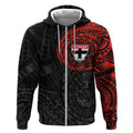 Personalized St Kilda Saints Polynesian Zip Hoodie Tribal Chest and Sleeve Tattoo Heritage Warrior