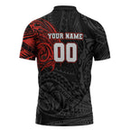 Personalized St Kilda Saints Polynesian Zipper Polo Shirt Tribal Chest and Sleeve Tattoo Heritage Warrior