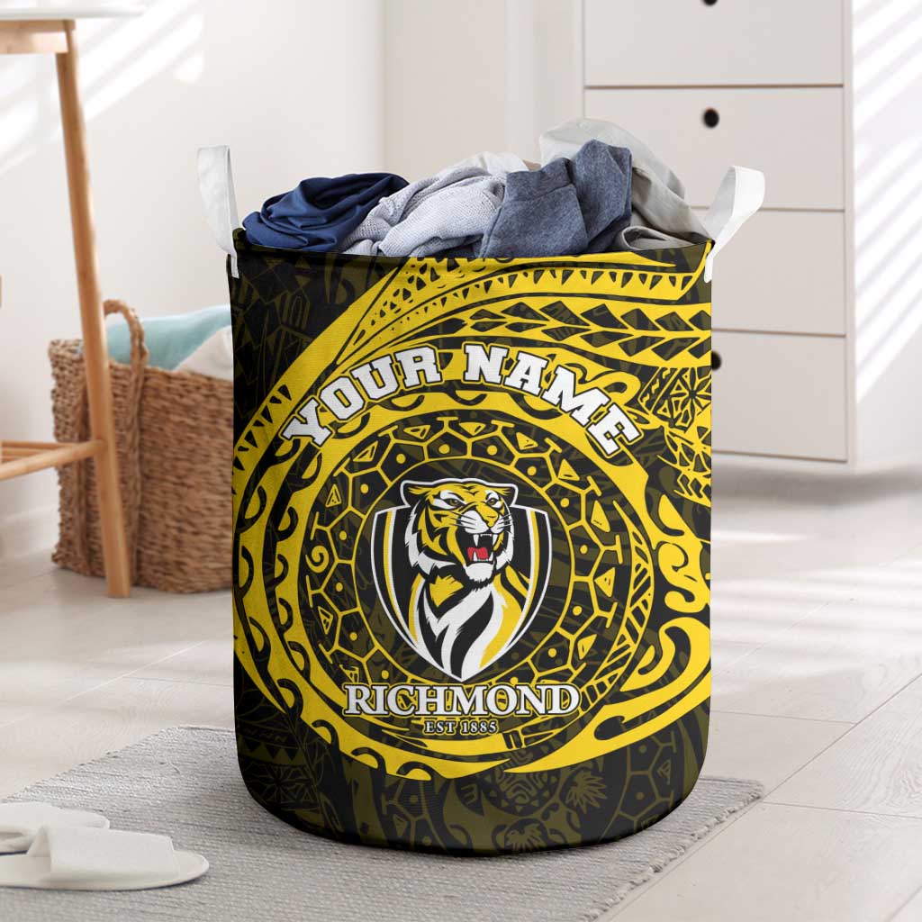 Personalized Richmond Tigers Polynesian Laundry Basket Tribal Chest and Sleeve Tattoo Heritage Warrior