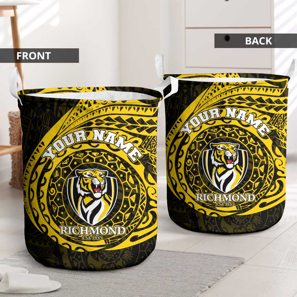 Personalized Richmond Tigers Polynesian Laundry Basket Tribal Chest and Sleeve Tattoo Heritage Warrior