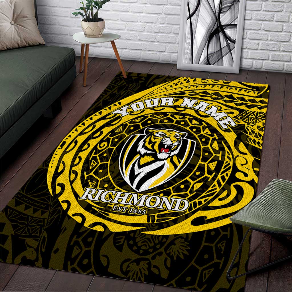 Personalized Richmond Tigers Polynesian Area Rug Tribal Chest and Sleeve Tattoo Heritage Warrior