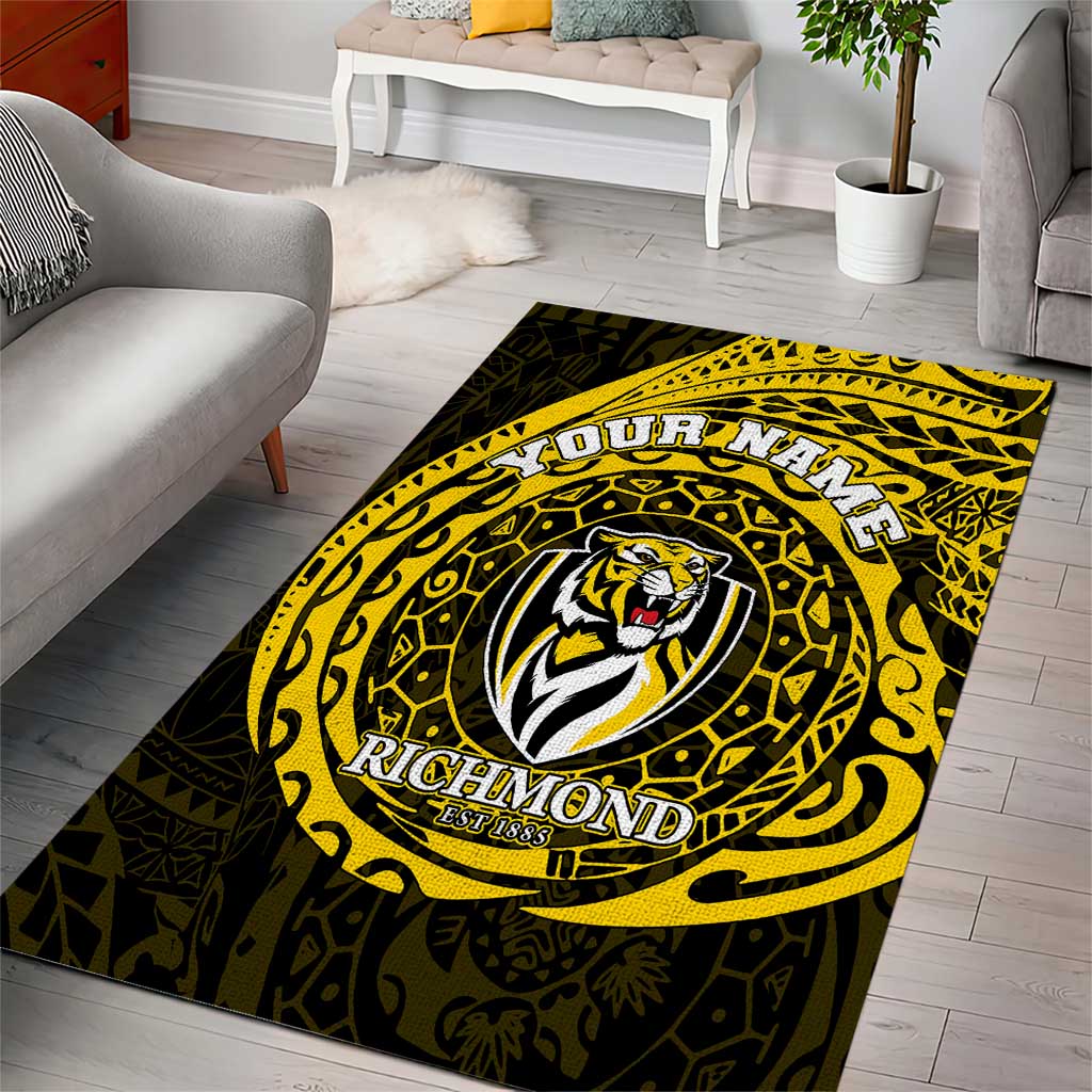 Personalized Richmond Tigers Polynesian Area Rug Tribal Chest and Sleeve Tattoo Heritage Warrior