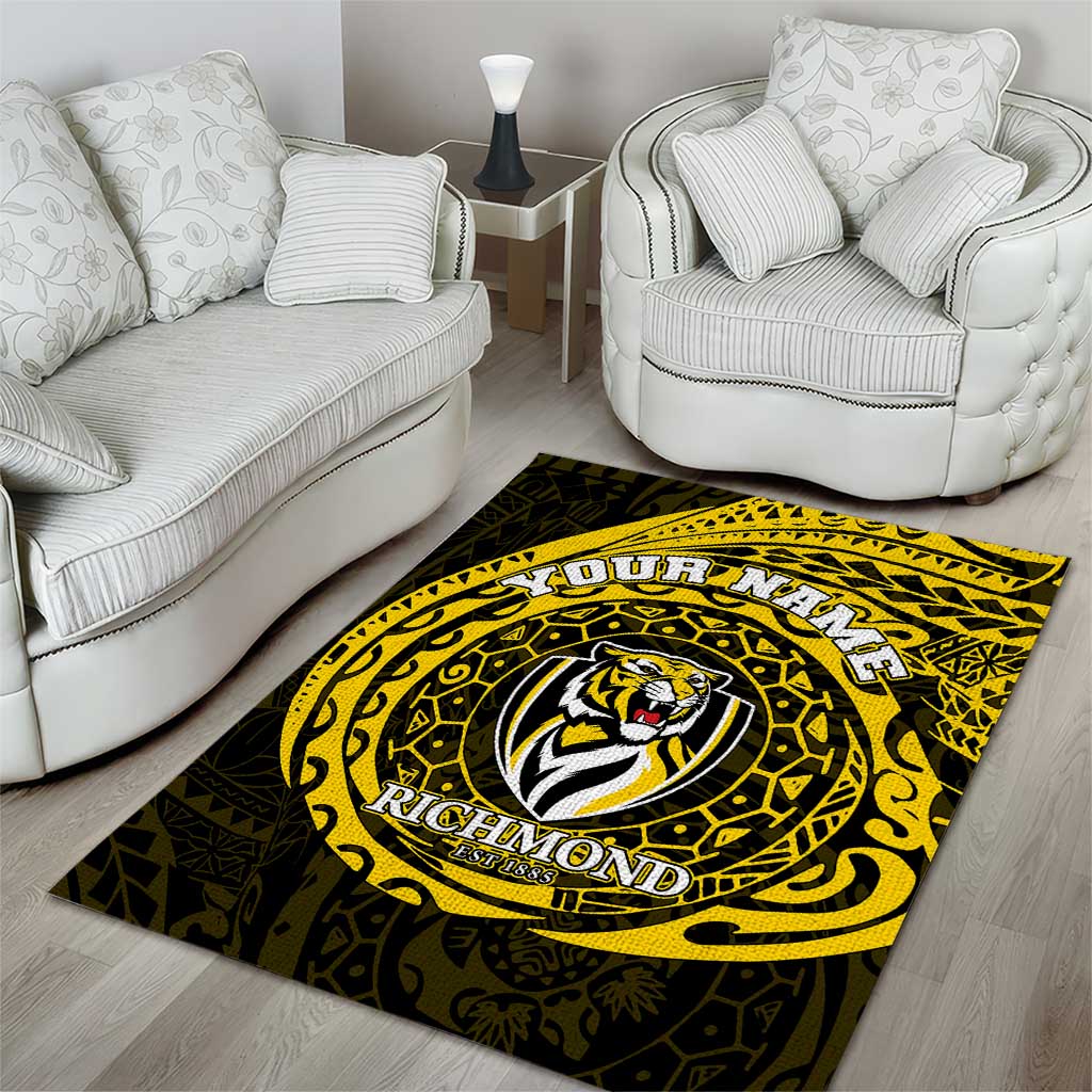 Personalized Richmond Tigers Polynesian Area Rug Tribal Chest and Sleeve Tattoo Heritage Warrior