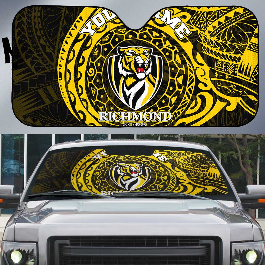 Personalized Richmond Tigers Polynesian Auto Sun Shade Tribal Chest and Sleeve Tattoo Heritage Warrior