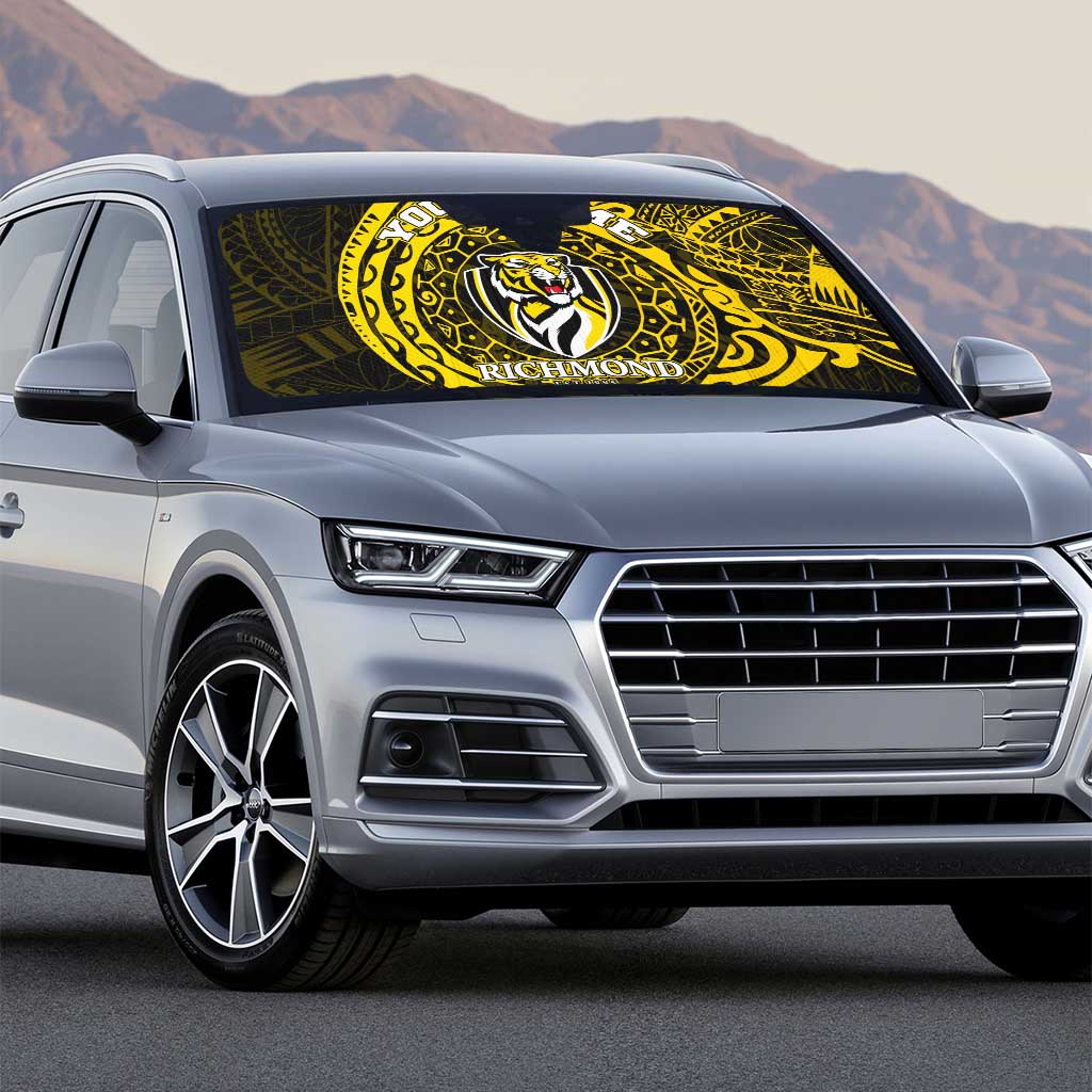 Personalized Richmond Tigers Polynesian Auto Sun Shade Tribal Chest and Sleeve Tattoo Heritage Warrior